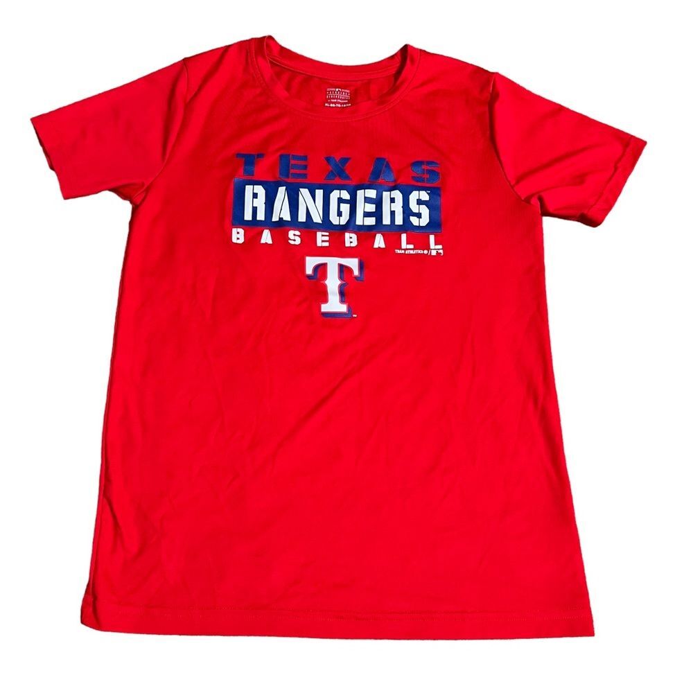 Texas Rangers Short Sleeve Shirt XL Youth 14-16 MLB Baseball Red Blue